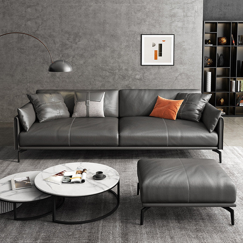 Black Upholstered with Pillow Back Against Leather/leather Seat