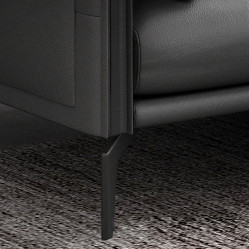 Black Upholstered with Pillow Back Against Leather/leather Seat