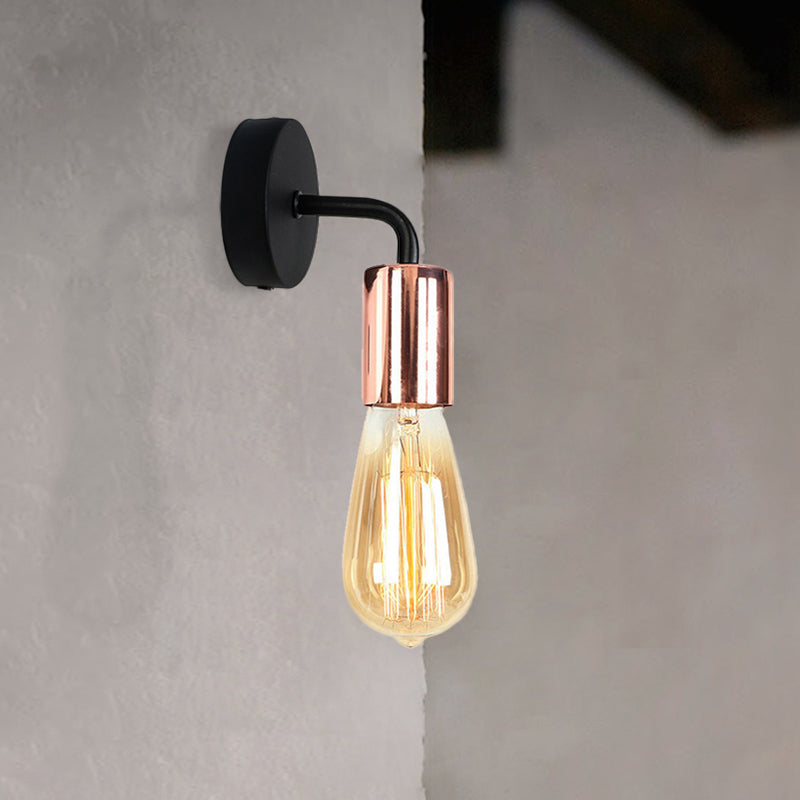Brass/rame Open Bulb Sconce Light con braccio curvo in stile industriale Metal 1 illuminazione da parete da letto leggero