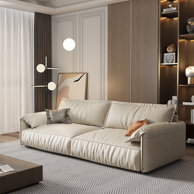 Leather Square Arm Loveseat Standard Loose Back Settee Furniture