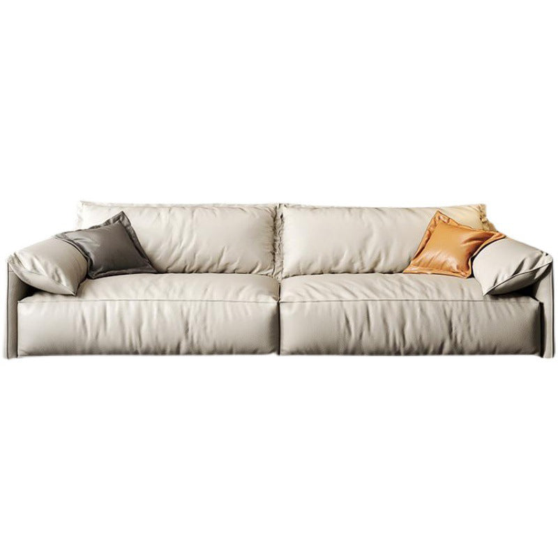 Leather Square Arm Loveseat Standard Loose Back Settee Furniture