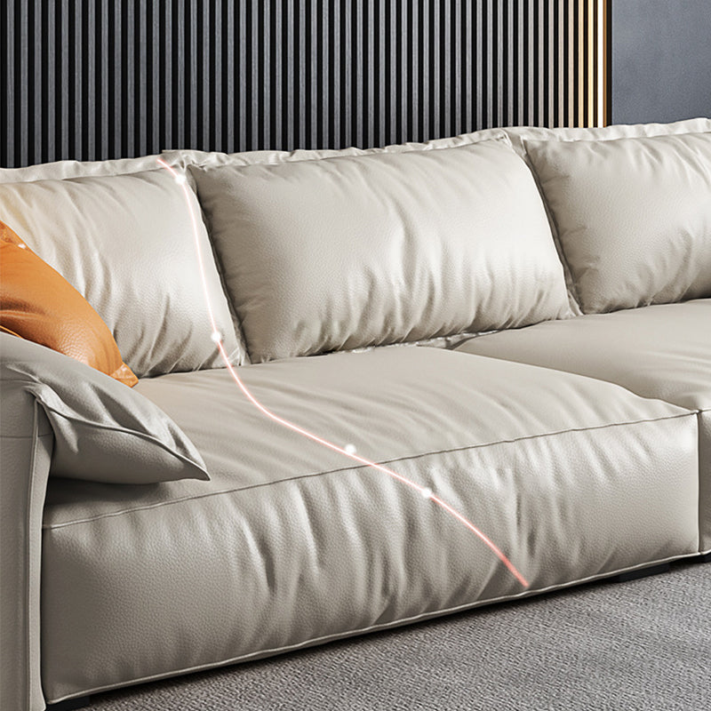 Leather Square Arm Loveseat Standard Loose Back Settee Furniture