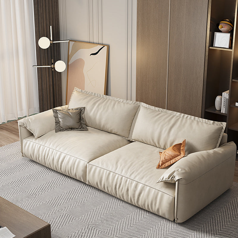 Leather Square Arm Loveseat Standard Loose Back Settee Furniture