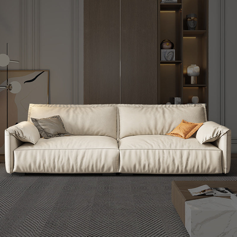 Leather Square Arm Loveseat Standard Loose Back Settee Furniture