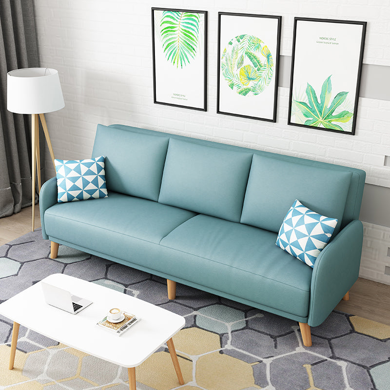 Sofa convertible à bras carré de 80 "High en cuir avec oreiller, salon