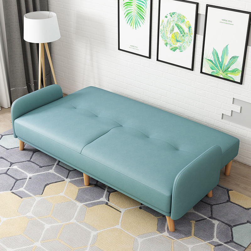 Sofa convertible à bras carré de 80 "High en cuir avec oreiller, salon