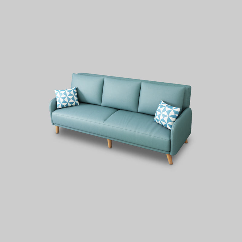 Sofa convertible à bras carré de 80 "High en cuir avec oreiller, salon