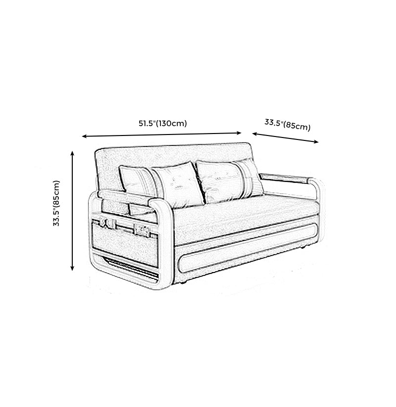 Tight Back Convertible Fabric Sofa Bed 33.46"H High Wear Resistance Square Arm Sofa Bed