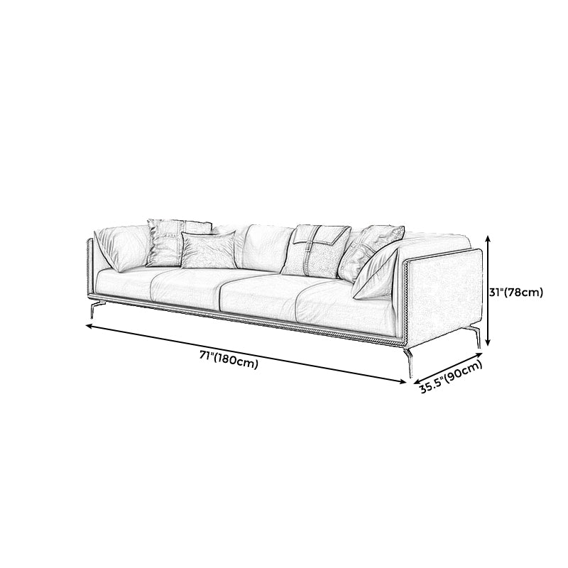 Standard Square Arm Loveseat Grey Loose Back Leather Bench Seating
