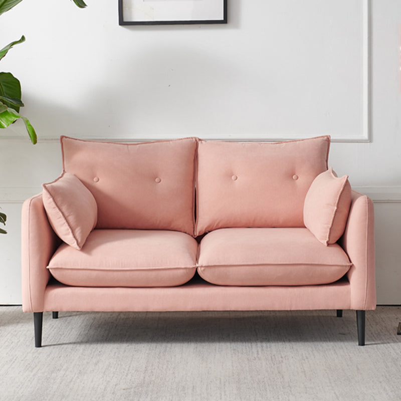 Linen Square Arm Modern Sofa with Loose Back for Living Room and Apartment