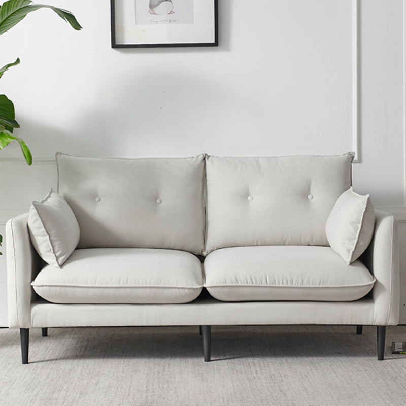 Linen Square Arm Modern Sofa with Loose Back for Living Room and Apartment