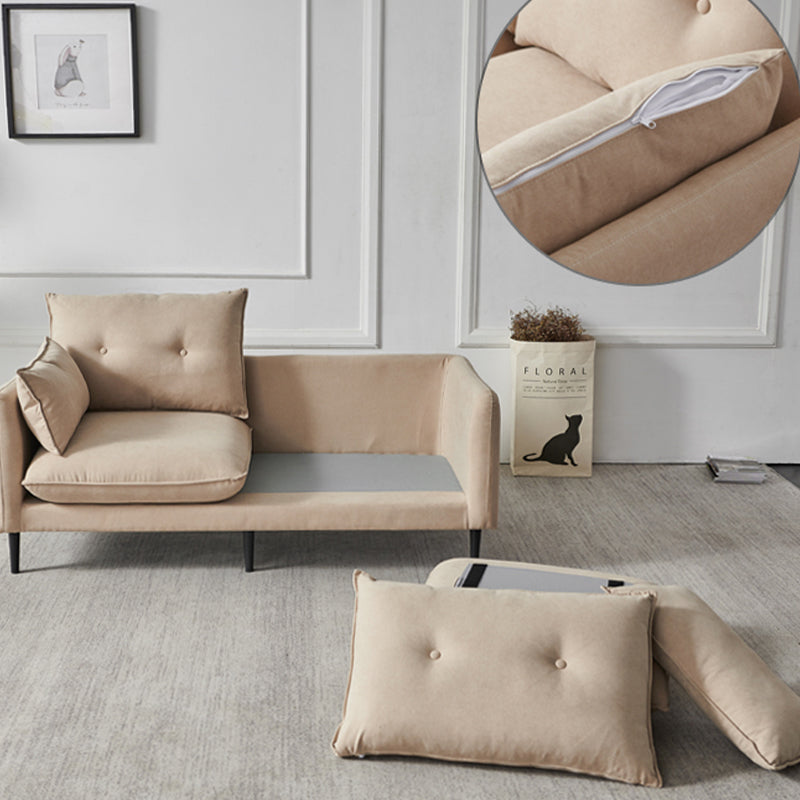 Linen Square Arm Modern Sofa with Loose Back for Living Room and Apartment