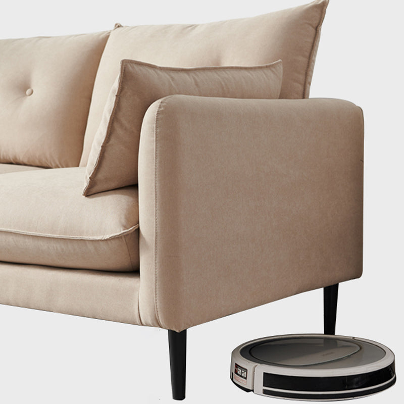 Linen Square Arm Modern Sofa with Loose Back for Living Room and Apartment