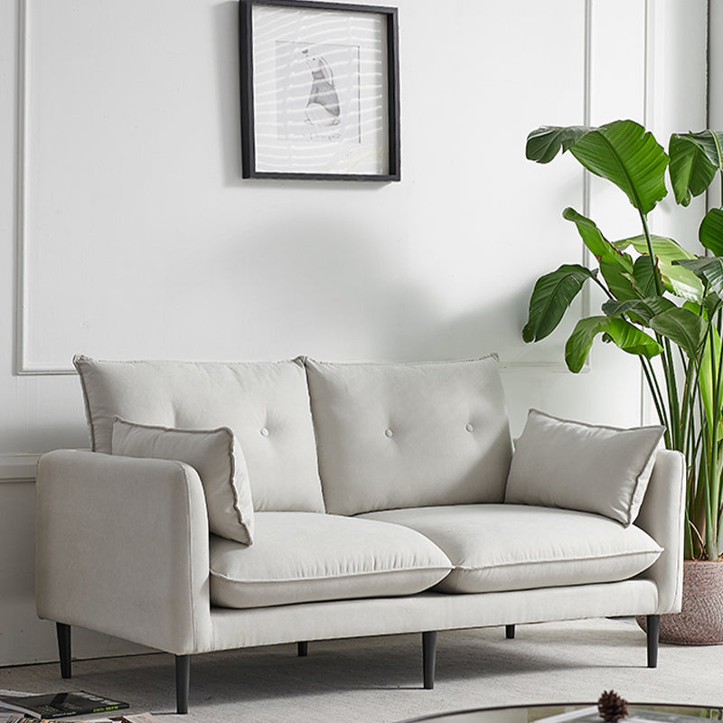 Linen Square Arm Modern Sofa with Loose Back for Living Room and Apartment