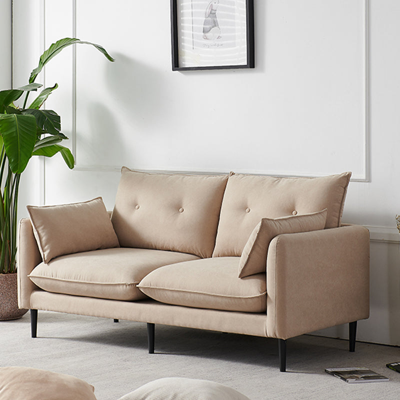 Linen Square Arm Modern Sofa with Loose Back for Living Room and Apartment