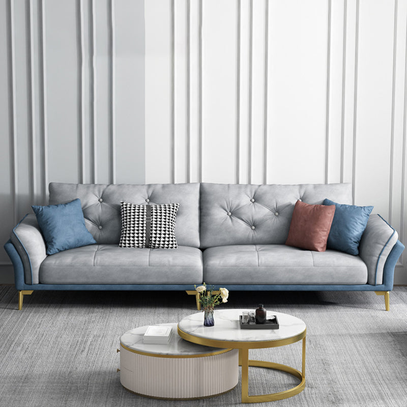 Mid Century Modern Tufted Split-Back Sofa 29.53"H Fabric Flared Arm Sofa