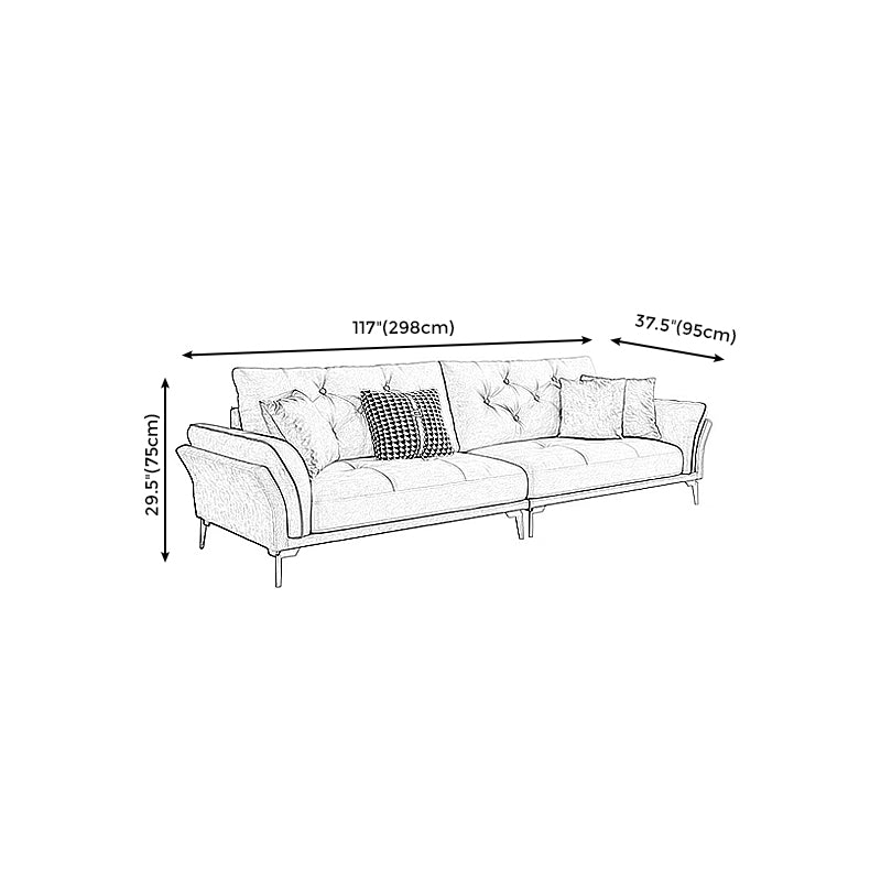Mid Century Modern Tufted Split-Back Sofa 29.53"H Fabric Flared Arm Sofa