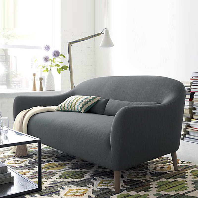 31.5"H Square Arm Linen Solid Color Scandinavian Curved Sofa