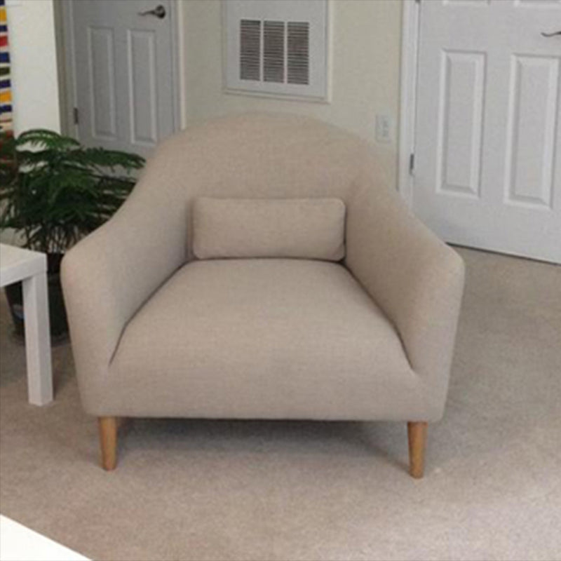 31.5"H Square Arm Linen Solid Color Scandinavian Curved Sofa