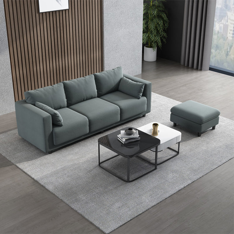 Linen Square Arm Modern Sofa with Slipcovered for Living Room and Apartment