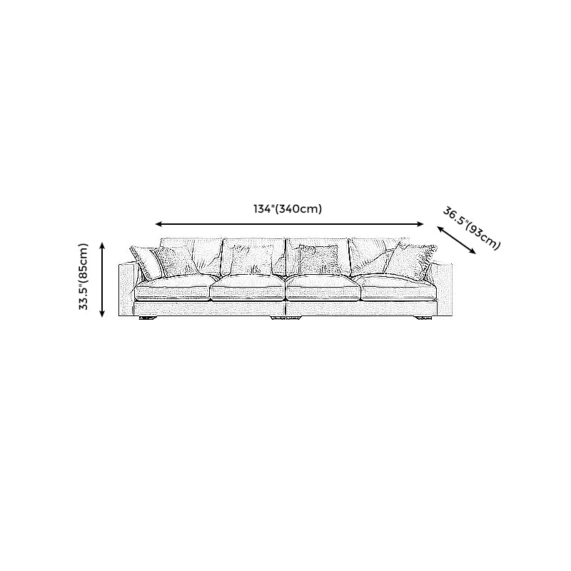 Scandinavian Standard Sofa with Multiple Cushion Seat 33.46"High Square Arm Sofa