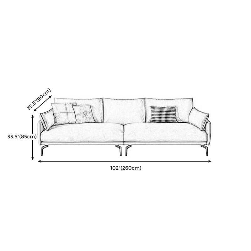 Leather Brown Settee Sofa Standard Square Arm Loveseat with Pillows