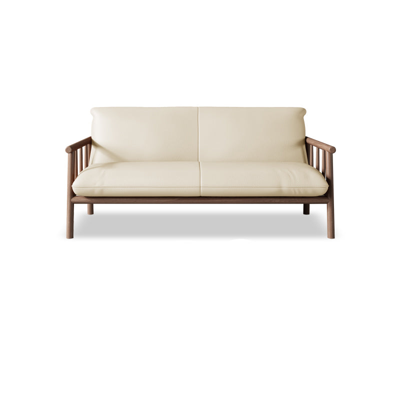 Faux Leather Modern Sofa Square Arm 29 "W Tight Back Sofa for living room