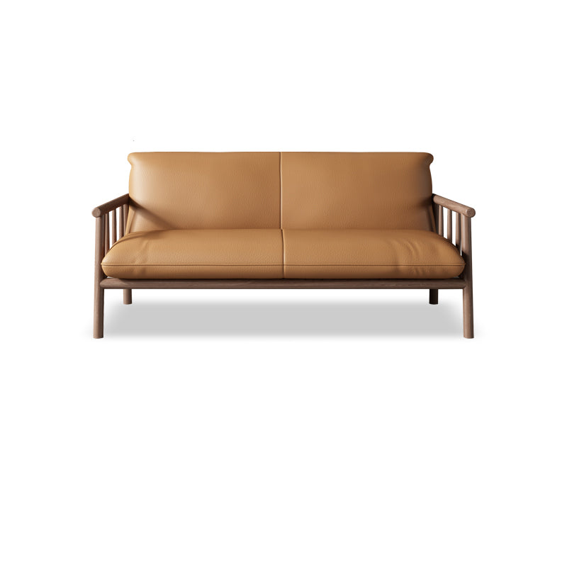 Faux Leather Modern Sofa Square Arm 29 "W Tight Back Sofa for living room