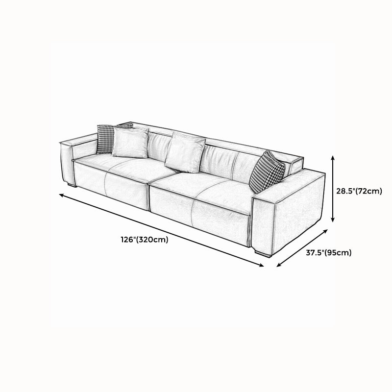 Modern Style Solid Wood Base Leather & Namib Black Rectangular Sofa