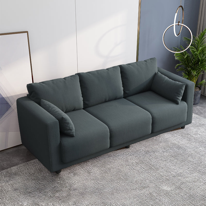 Loose Back Linen Square Arm Sofa with Slipcovered for Living Room and Apartment