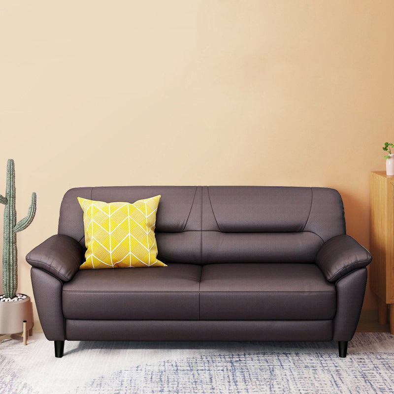 Brown Leather Flared Arm Setee Standard Loose Back Settee Furniture
