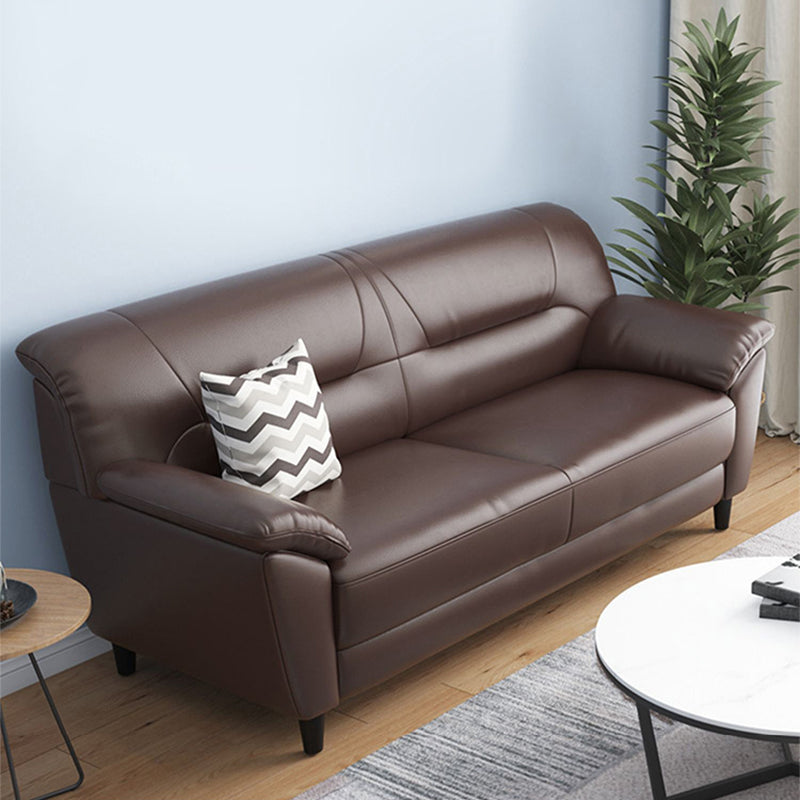 Brown Leather Flared Arm Setee Standard Loose Back Settee Furniture