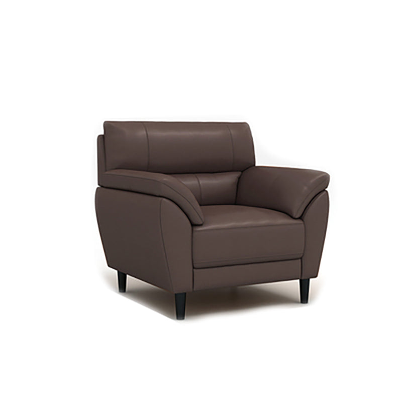 Brown Leather Flared Arm Setee Standard Loose Back Settee Furniture
