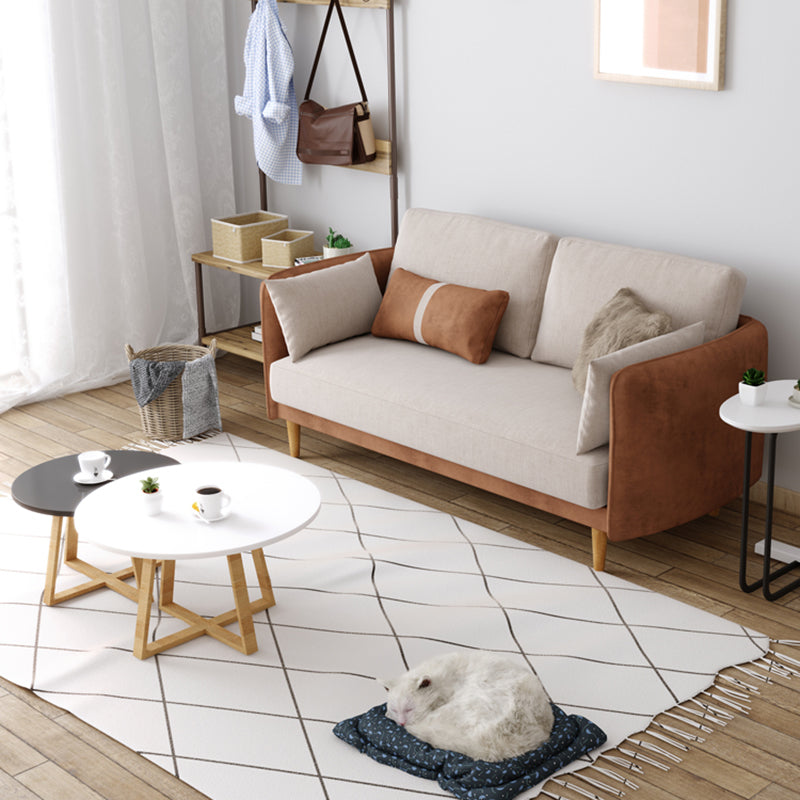 Square Arm Sofa 31.89" H Scandinavian Fabric Sofa with Pillows