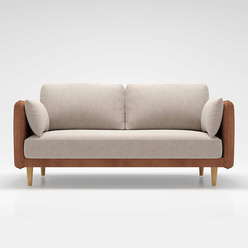 Square Arm Sofa 31.89" H Scandinavian Fabric Sofa with Pillows