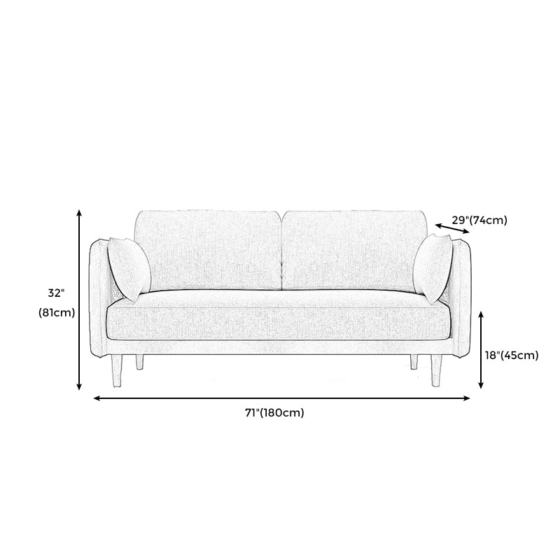 Square Arm Sofa 31.89" H Scandinavian Fabric Sofa with Pillows