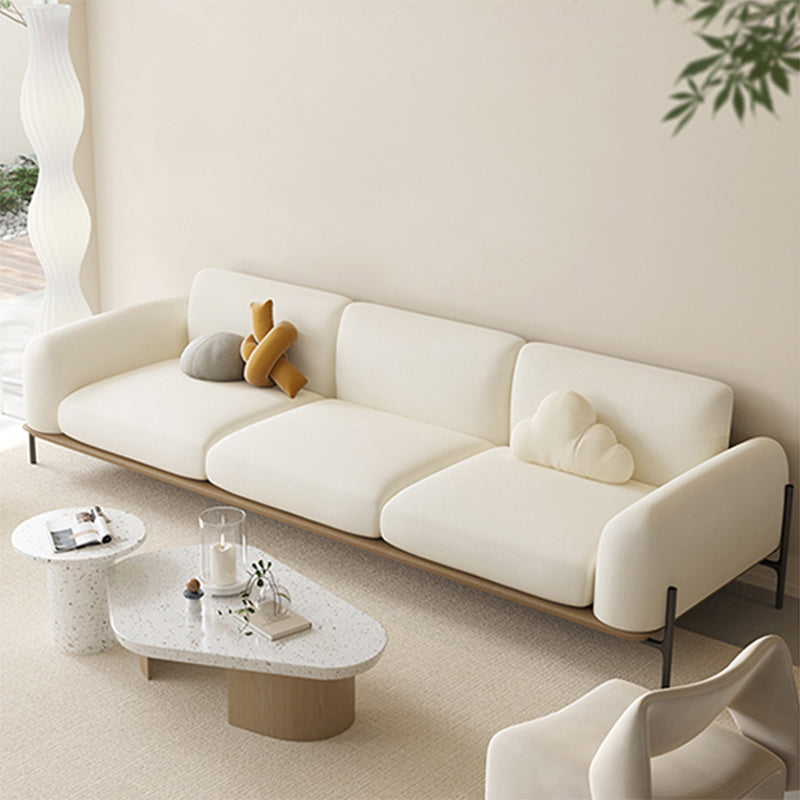 Light Brown Cushions Round Arm Transitional Modern Sofa for Living Room