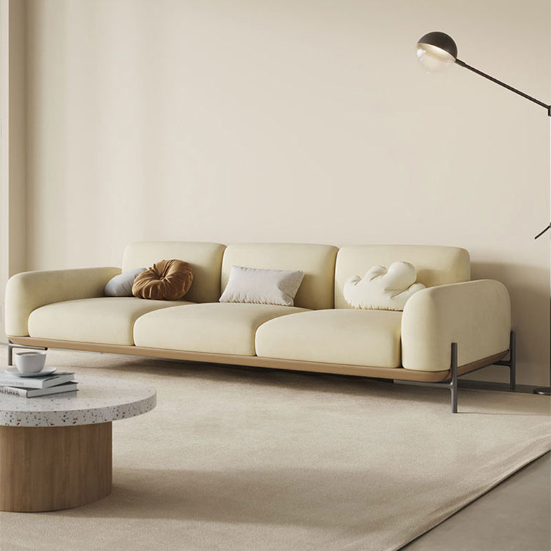 Light Brown Cushions Round Arm Transitional Modern Sofa for Living Room