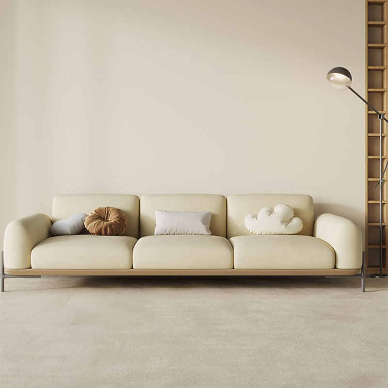 Light Brown Cushions Round Arm Transitional Modern Sofa for Living Room