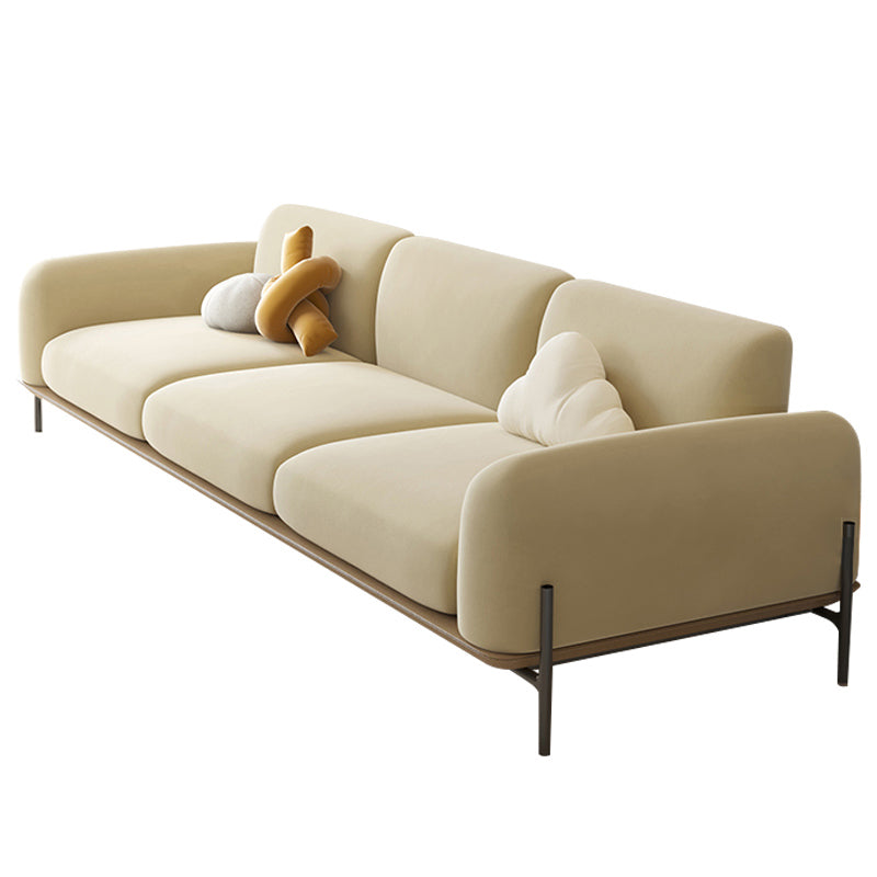 Light Brown Cushions Round Arm Transitional Modern Sofa for Living Room