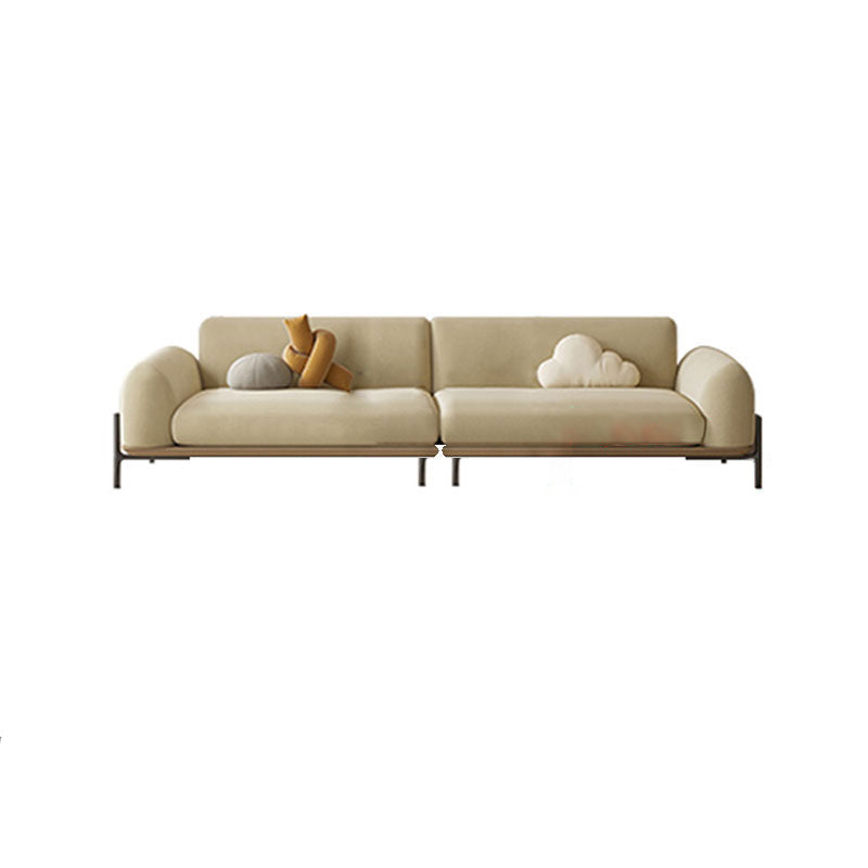 Light Brown Cushions Round Arm Transitional Modern Sofa for Living Room