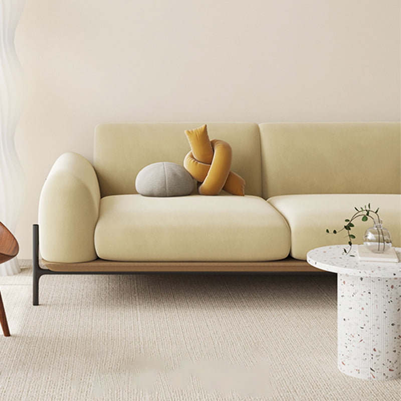 Light Brown Cushions Round Arm Transitional Modern Sofa for Living Room