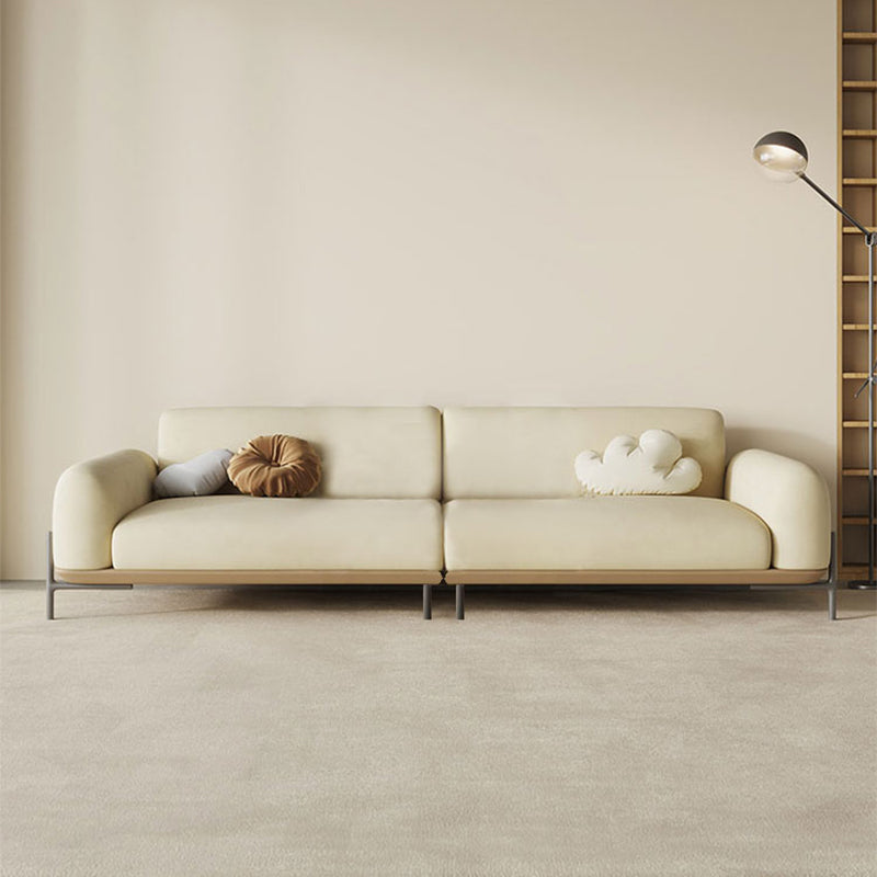 Light Brown Cushions Round Arm Transitional Modern Sofa for Living Room