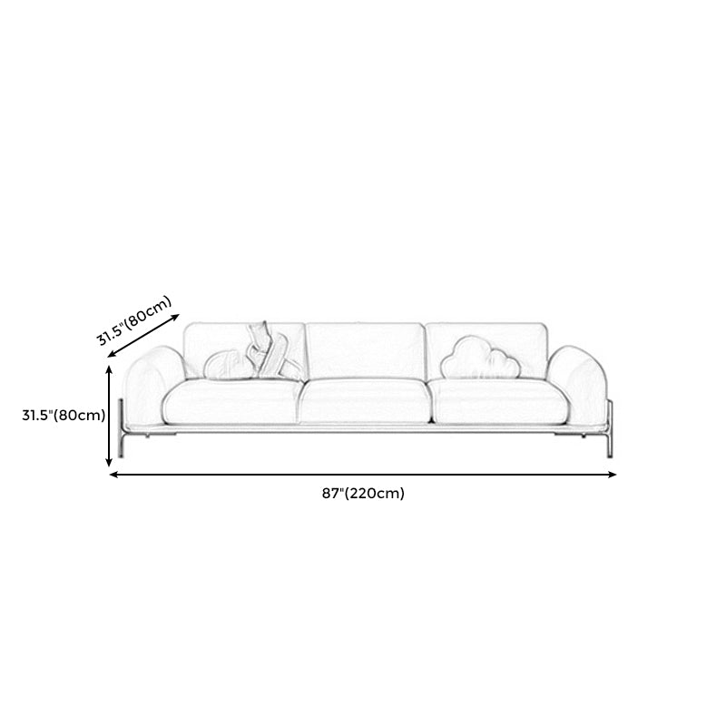 Light Brown Cushions Round Arm Transitional Modern Sofa for Living Room