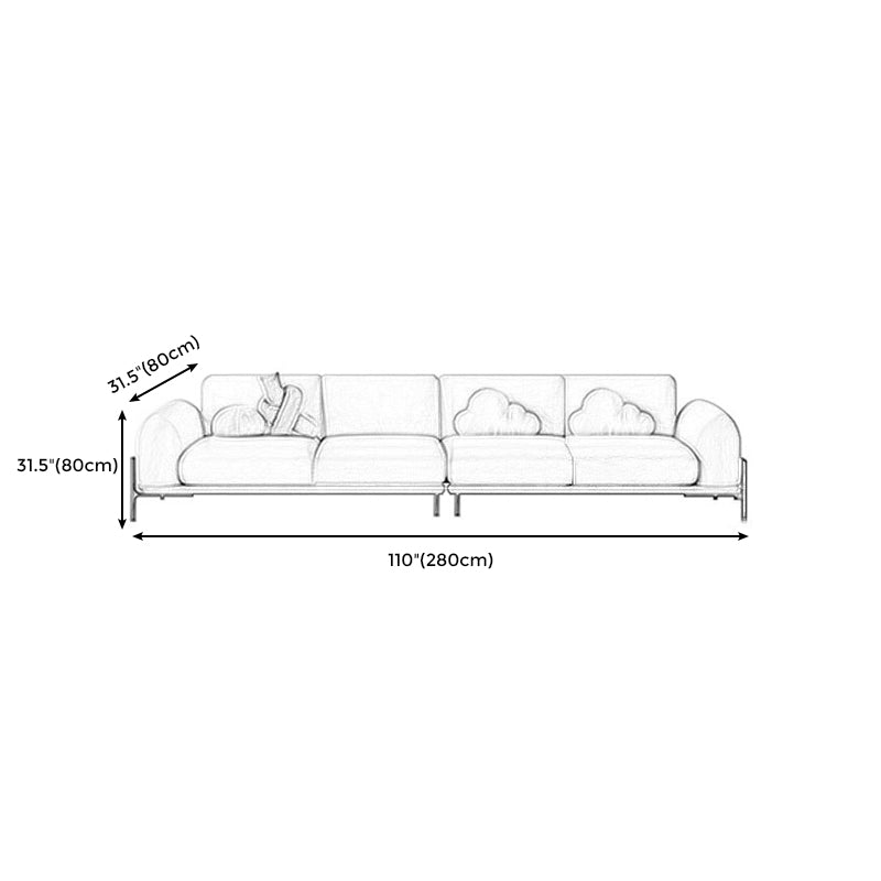 Light Brown Cushions Round Arm Transitional Modern Sofa for Living Room