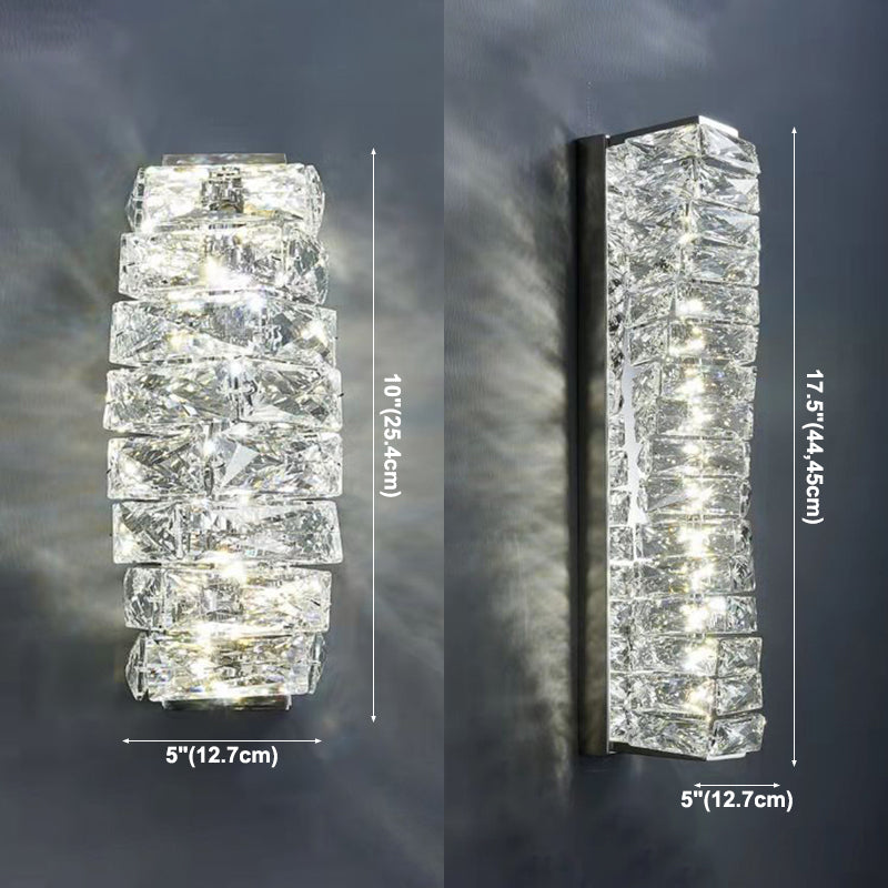 Moderner Stil Geometrischer Wandleuchten Schonconces Kristallblock 1-Licht-Leuchte in Chrom und Gold