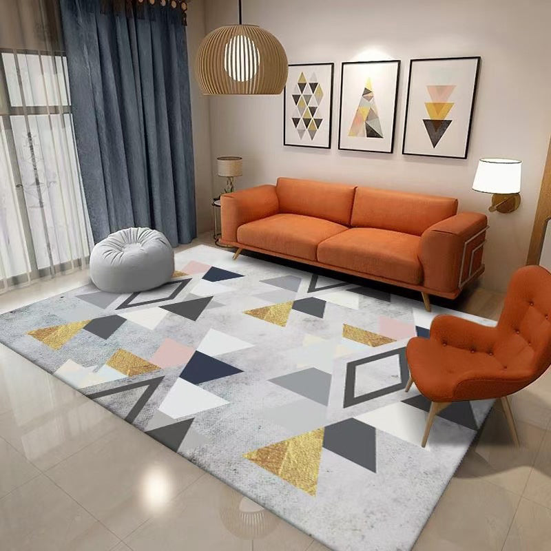 Tapis moderne moderne gris tapis de motif en polyester