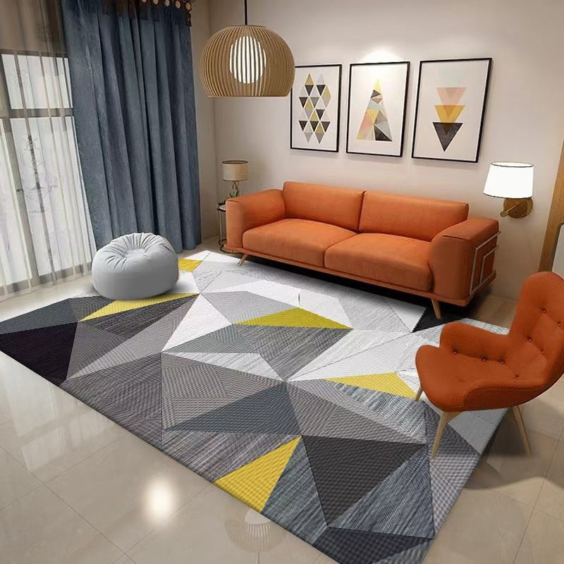 Tapis moderne moderne gris tapis de motif en polyester