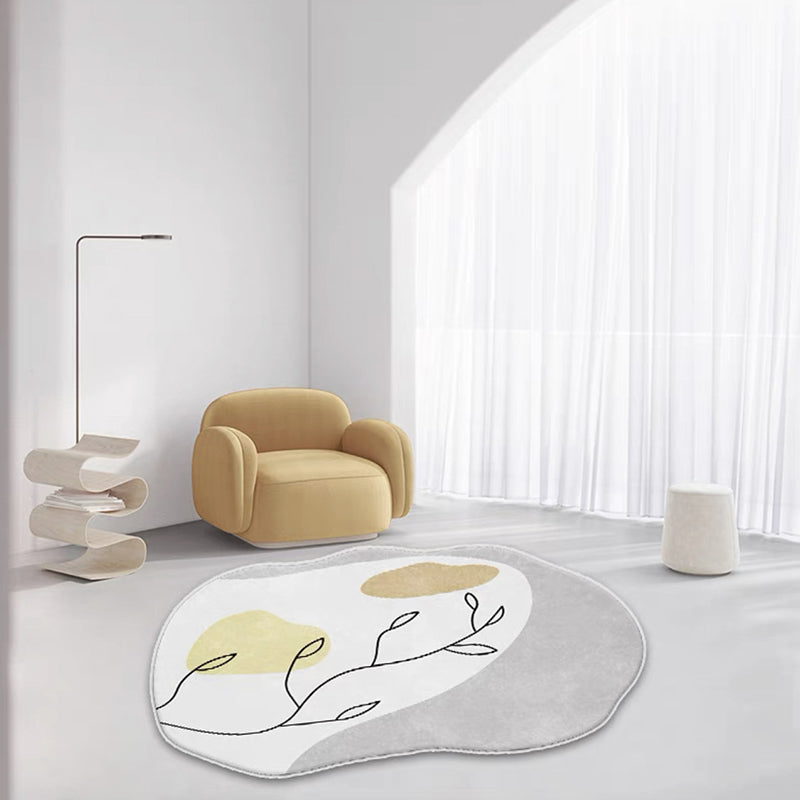 Gray Modern Rug Polyester Color Lump Area Rug Washable Rug for Living Room