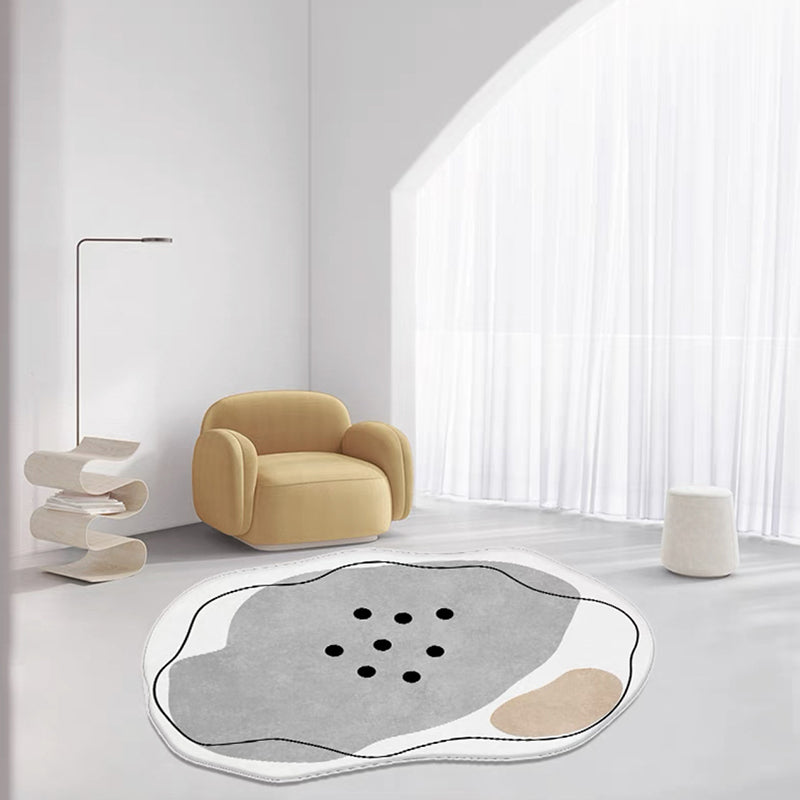 Gray Modern Rug Polyester Color Lump Area Rug Washable Rug for Living Room